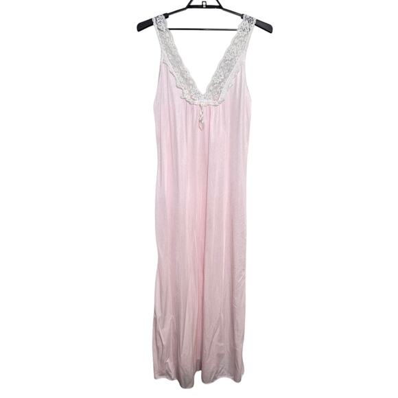 Vintage Peignoir Set Size Medium Pink Nylon Robe Nightgown Ashley Ames - Picture 2 of 10